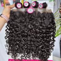 KEMY HAIR Lot de mèches de cheveux humains mélangés en gros, Perruques frontales en dentelle HD 13*4, Perruques de cheveux humains mélangés bouclés Pixie Kinky pour femmes noires