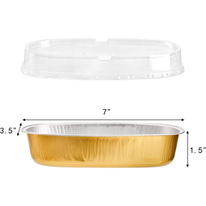 Récipient de restauration personnalisable de 350ml plateau ovale en <span class=keywords><strong>aluminium</strong></span> doré recyclable avec couvercle en PP pour la cuisson des gâteaux et des tartes - Product Image 4