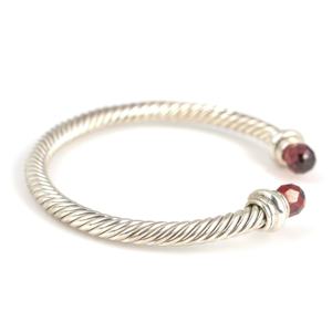 925 Sterling <b>Silver</b> Garnet Stone Twisted Romantic <b>Mens</b> <b>Bracelet</b> Handmade Turkish Jewelry NUSRET - Product Image 2