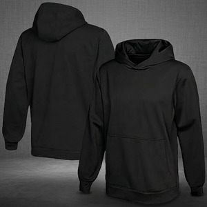 Sudadera con Capucha Negra para Hombre, Corte Regular, Felpa de Algodón, Informal, con Bolsillo, para Otoño - Product Image 3