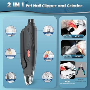 Coupe-ongles et lime <span class=keywords><strong>à</strong></span> ongles 2-en-1 en acier inoxydable pour chiens et chats, avec lumières LED, rechargeable, pour chiens, chats et oiseaux de petite, moyenne et grande taille - Product Image 5