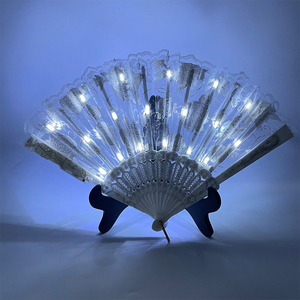 TGYW Abanico LED Luminoso con Diseño de Rosa de Encaje, Abanico Grande en Forma de Mano <span class=keywords><strong>para</strong></span> Damas, Accesorio <span class=keywords><strong>para</strong></span> Fiestas, Navidad, Música, Danza - Product Image 4