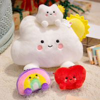 Dessin animé arc-en-ciel nuage brodé en peluche oreiller poupée en forme de coeur ours jouet pour filles anniversaire porte-clés petit soulagement du Stress