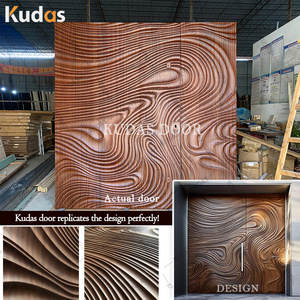 Portes <span class=keywords><strong>d</strong></span>'<span class=keywords><strong>entrée</strong></span> principales en aluminium moulé pour villa <span class=keywords><strong>d</strong></span>'appartement de luxe moderne Portes <span class=keywords><strong>d</strong></span>'<span class=keywords><strong>entrée</strong></span> extérieures en <span class=keywords><strong>bois</strong></span> de sécurité ondulées sculptées en 3D - Product Image 3