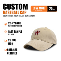 Gorra de Béisbol de Algodón con Visera Curva y Hebilla Ajustable, Bordada con la Letra W, Protección Solar