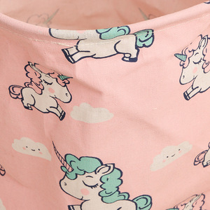 Grande <span class=keywords><strong>toile</strong></span> pour enfants panier à linge licorne design pliable boîte de rangement pour bébé panier pour pépinière garçons filles boîte à jouets maison - Product Image 3