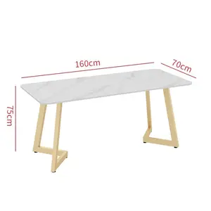 Table de salle à manger rectangulaire en pierre naturelle de style nordique moderne de haute qualité, 6 places