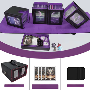 Boîte à cartes en cuir PU séparable, dessinée à la main, pour <span class=keywords><strong>TCG</strong></span> et jeux de cartes, étanche à l'humidité, écologique, support de rangement pour jeux de cartes - Product Image 4