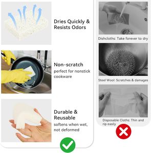 Éponge de nettoyage de cuisine en cellulose compressée, noire, super absorbante, naturelle, écologique et personnalisée - Product Image 6