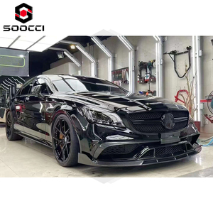 Ensemble de lèvres avant en fibre de carbone de style BRS pour <span class=keywords><strong>Mercedes</strong></span> Benz <span class=keywords><strong>Classe</strong></span> CLS W218 CLS63 Kit de carrosserie de becquet de pare-chocs avant 2016-2018 - Product Image 4