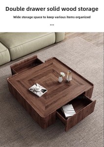 Mesa <span class=keywords><strong>de</strong></span> <span class=keywords><strong>Centro</strong></span> <span class=keywords><strong>de</strong></span> Madera <span class=keywords><strong>de</strong></span> Diseño Clásico Retro, Moderna y Lujosa, Cuadrada, <span class=keywords><strong>de</strong></span> Nogal, <span class=keywords><strong>para</strong></span> <span class=keywords><strong>Sala</strong></span> <span class=keywords><strong>de</strong></span> Estar - Product Image 5