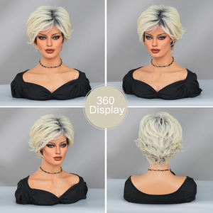 วิกผมพิกซี่สำหรับผู้หญิงสีบลอนด์เป็นสีเทาเข้มสำหรับผู้หญิงวิกผมสีขาวแบบไล่เฉดสีเทา - Product Image 6