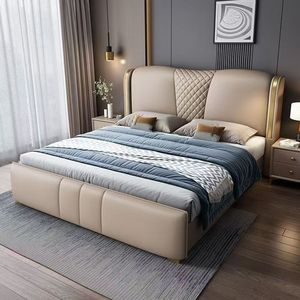 Cama de Cuero Italiano con Cajones Laterales, Base de Cama con Listones Mejorada, Cama King Size para Villa - Product Image 3