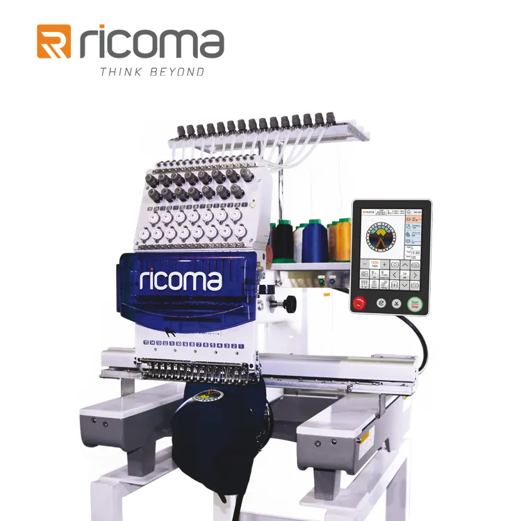 RICOMA Única Cabeça 12/15/20 Agulhas Bordados máquina TC-8S Modelo Para Cap/Flat/Vestuário Bordados Com Alta Velocidade de Alta Qualidade