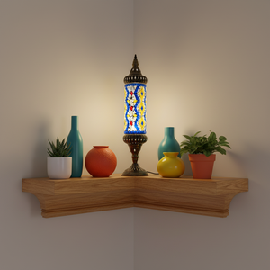 Lámpara de <span class=keywords><strong>Mesa</strong></span> de Hierro con Vidrio Europeo Teñido Hecha a Mano, con LED y Alimentación CA para Dormitorio y Sala de Estar, Garantía de 2 Años - Product Image 5