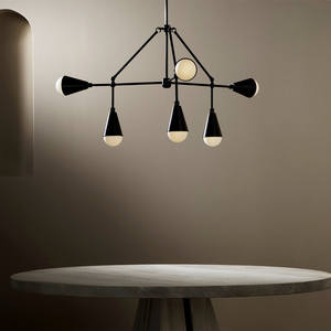 Estilo americano diseñador creativo cobre comedor sala de estar isla candelabro lineal colgante luz aparato - Product Image 4