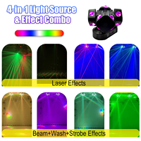 Avastron 200W 4 têtes mobiles 16x10W RGBW 4-en-1 Beam Laser Strobe 4 bras rotatifs DMX512 Son actif DJ Disco Lumière de scène