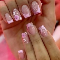 Uñas Postizas Adhesivas de ABS Virgen con Diseño Floral en Relieve 3D de Bailarina, Aspecto Natural y Precisión Especial para Ceremonias y Fiestas Nupciales