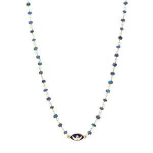 Collier chapelet avec pendentif lune en lapis-lazuli en argent sterling 925 plaqué or - Product Image 1