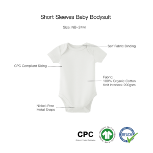 Custom Wholesale GOTS Organic Cotton Plain Solid Color Newborn <strong>Baby</strong> Knitted Romper Onesie <strong>Baby</strong> Kids Short Sleeve Bodysuits - Product Image 2