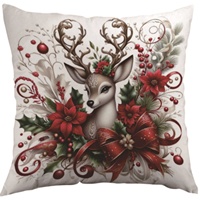 Housse de coussin courte en peluche à thème de Noël avec imprimé élan de Noël, de grande valeur, pour voiture et salon