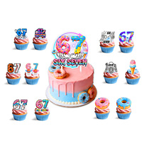 Donut 67 Themenparty-Dekorationen Nummer Sechs Sieben Banner Tortendekoration Hintergrund Ballon Kleinkind 1. Geburtstag Feier-Zubehör