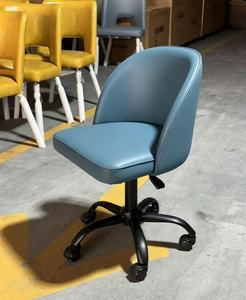 Chaise de bureau pivotante traditionnelle en velours avec roulettes, couleur personnalisée, fonction E-SPORT, chaise de salon de manucure - Product Image 6