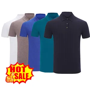 Новый дизайн, 2024 Мужская Высококачественная мягкая трикотажная футболка-поло с коротким рукавом, мужская рубашка-поло из шерсти мериноса, оптовая продажа
