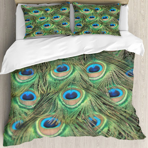 Digital Printed Peacock Polyester <strong>3D</strong> Bedsheet Microfiber Queen Size Custom <strong>Bedding</strong> <strong>Set</strong> Bed Sheet <strong>Sets</strong> - Product Image 2