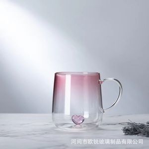 แก้วน้ำแก้วบอโรซิลิเกตสูง ทนความร้อน ดีไซน์รูปหัวใจ พร้อมหูจับ แก้วน้ำผลไม้แบบชั้นเดียว หนาพิเศษ - Product Image 3