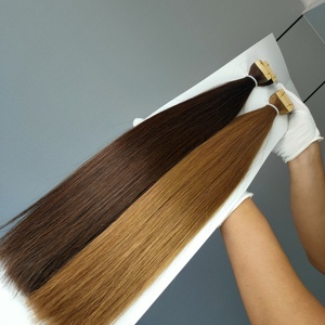 Extensions de cheveux à bandes adhésives, toutes couleurs disponibles, cheveux russes bruts 100% humains, vente en gros d'usine. - Product Image 6
