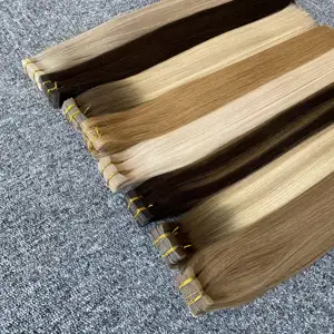 Atacado extensões de cabelo humano liso natural 12a fita desenhada dupla em extensão de cabelo 100% cabelo humano virgem