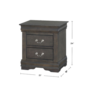 Solid Pine Nightstand With 2 <b>Drawers</b> Dark Gray <b>Storage</b> <b>Drawer</b> Unit Bedroom Furniture - Product Image 4