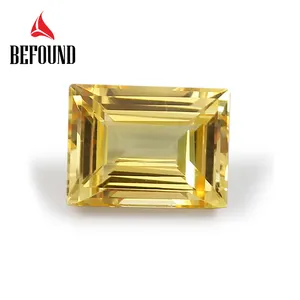 Grosir laboratorium kuning mewah tumbuh safir bentuk Baguette 4*2mm harga Per karat Lab dibuat safir kuning