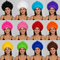 Perruques de supporter colorées pour l'esprit d'équipe, perruques de troll pour les fans de football, les supporters de football, les cheerleaders, les rassemblements d'encouragement et les événements sportifs