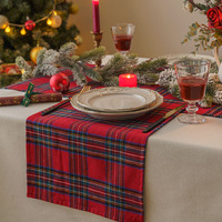 Chemin de table moderne en polyester à motif écossais rouge classique pour mariage, maison, hôtel, fête, festival, Noël