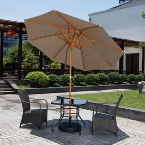 7.5FT Modern Iron Outdoor Furniture LED Patio Umbrella Solar Powered <b>Lights</b> UV Printed Crank Tilt Shade Canopy 3m Radii - Product Image 2