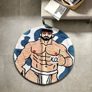 Tapis rond personnalisé en forme de musculard, en peluche douce, antidérapant, pour la décoration de la <span class=keywords><strong>salle</strong></span> de sport ou de la maison - Product Image 2
