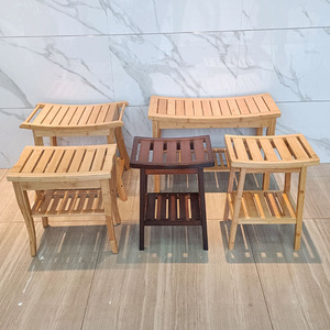 Pasokan Pabrik OEM Kursi Mandi Jati Sandaran Kaki Kamar Mandi Sudut Bangku Mandi Bangku Penyimpanan Bangku Duduk Bambu Bangku Mandi - Product Image 5