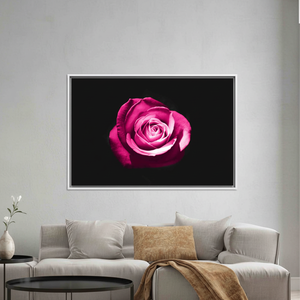Printed <b>Canvas</b> Artwork: Pink Rose Botanical Glass Wall Art,WHITE <b>FRAMED</b> <b>CANVAS</b> - Product Image 3