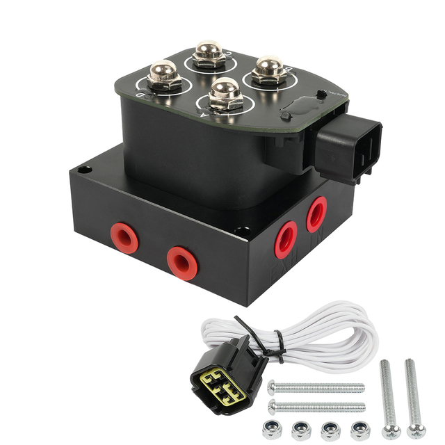 Auto 1/4 NPT 12V Solenoid Valve Air Ride Suspension 4 Corner Block Manifold Solenoid Valve (0-300psi) Control Air Bag Suspension