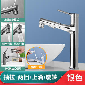 Robinet multifonctionnel moderne pour évier de salle de bains et de cuisine chaud et froid Robinet électrique rotatif extractible en cuivre pour vente à chaud - Product Image 3