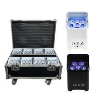 Projecteurs LED sans fil YINUO RGBWAUV 6-en-1 sur batterie 6*18W, contrôle DMX512/activation sonore, IP33, CRI95, en aluminium et plastique pour éclairage de scène