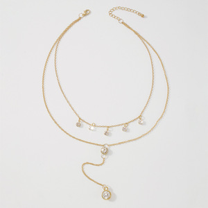 Collana Multistrato con Ciondolo Individuale per Donna, Catena Sottile con Diamante in Vetro, <span class=keywords><strong>Collare</strong></span> Semplice - Product Image 1