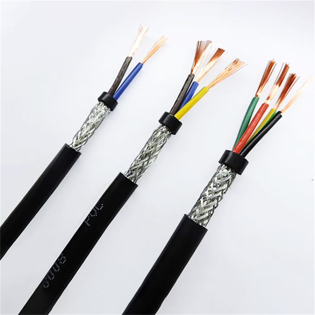 Multi Core Flexible Armoured Signal Wire, RVVP Shielded Cable 2/3/4/5/6/7/8/10 Cores Bare Copper PVC Insulated Control Cable