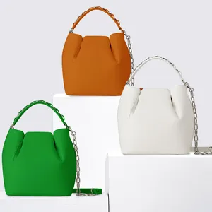 custom white pu faux leather ladies bucket tote hand bag women office handbag