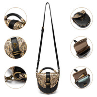 Nouveau Sac à Bandoulière en Cuir Véritable pour Femme, Style Vintage, Motif Floral Gaufré, Fermeture à Fermoir, pour Téléphone Portable