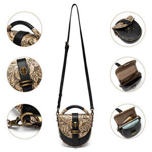 Nuevo bolso bandolera de cuero genuino para mujer, estilo retro con relieve, bolso de mano para teléfono móvil. - Product Image 4