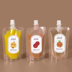 100ml-500ml Food Grade Clear Spout Top Retort Pouch PE Plastic Flasks Plastic Bags