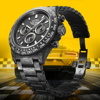 Montre chronographe pour homme Bonest Gatti en fibre de carbone, automatique, mécanique, avec tachymètre, lunette en saphir, étanche, luminescente BG9012